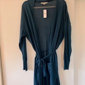 DARK TEAL LONG CARDIGAN WITH BELT